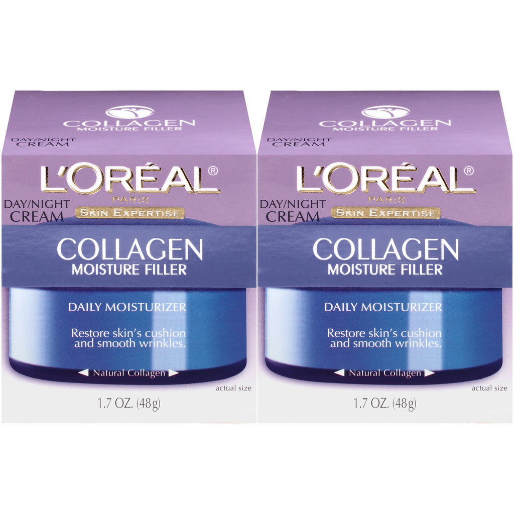 LOreal Paris Skincare Collagen Face Moisturizer Day and Night Cream Anti-Aging Face Neck and Chest Cream to smooth skin and reduce wrinkles 1.7 oz Pack of 2